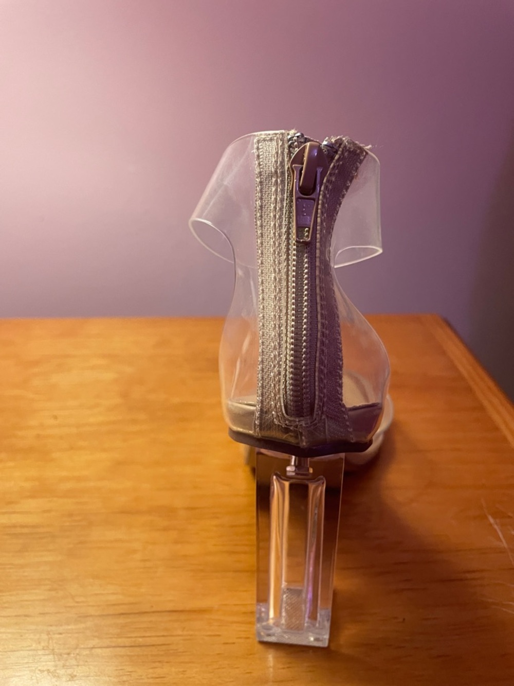 Wild Pair Clear Strap Pointed Pump in Beige with Clear Block Heel - Picture 2 of 3